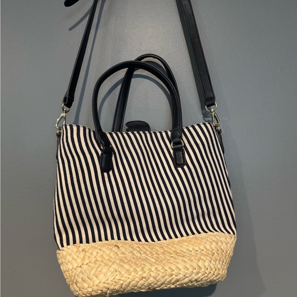 Talbots Black and Tan Striped Crossbody Bag - Picture 4 of 6